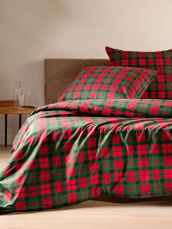 Pościel EC TARTAN bawełniana w kratę 220x200 + 2*70x80 cm