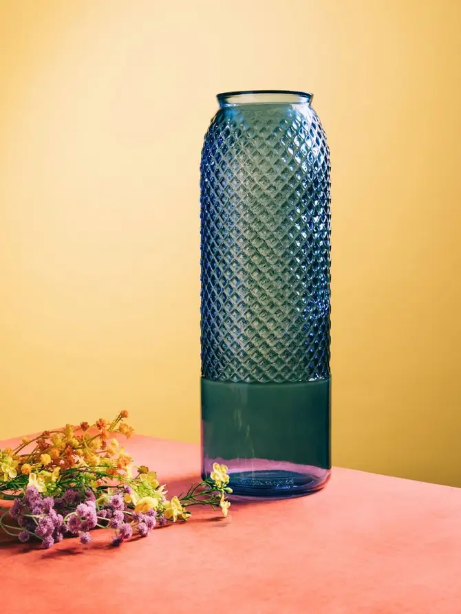 Wazon MIKKA niebieski ze szkła z recyklingu 45 cm