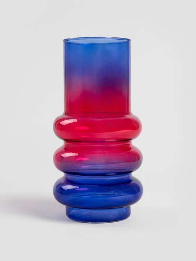 Wazon CIRCLE szklany czerwono-niebieski ombre 11x26cm