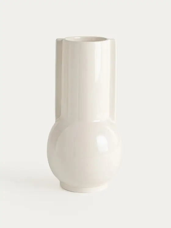 Wazon OPHIRA ecru ceramiczny 15,7x30,4 cm
