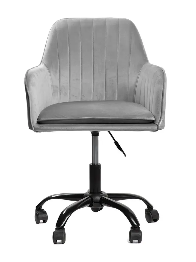 Fotel TEILL welurowy obrotowy szary 56x58x81-91 cm