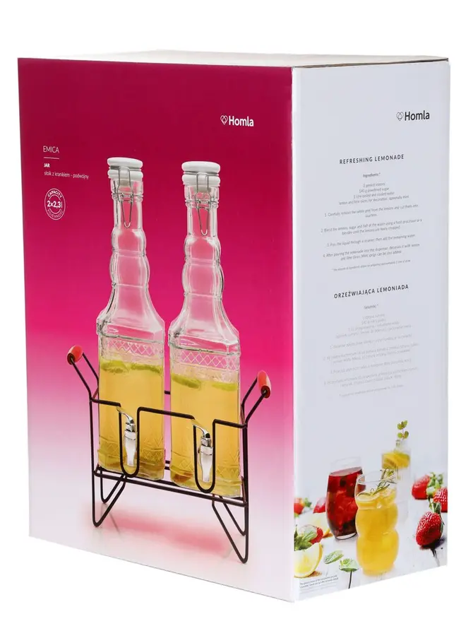 Słoik LOMI z kranikiem podwójny prostokątny 2x2,3l