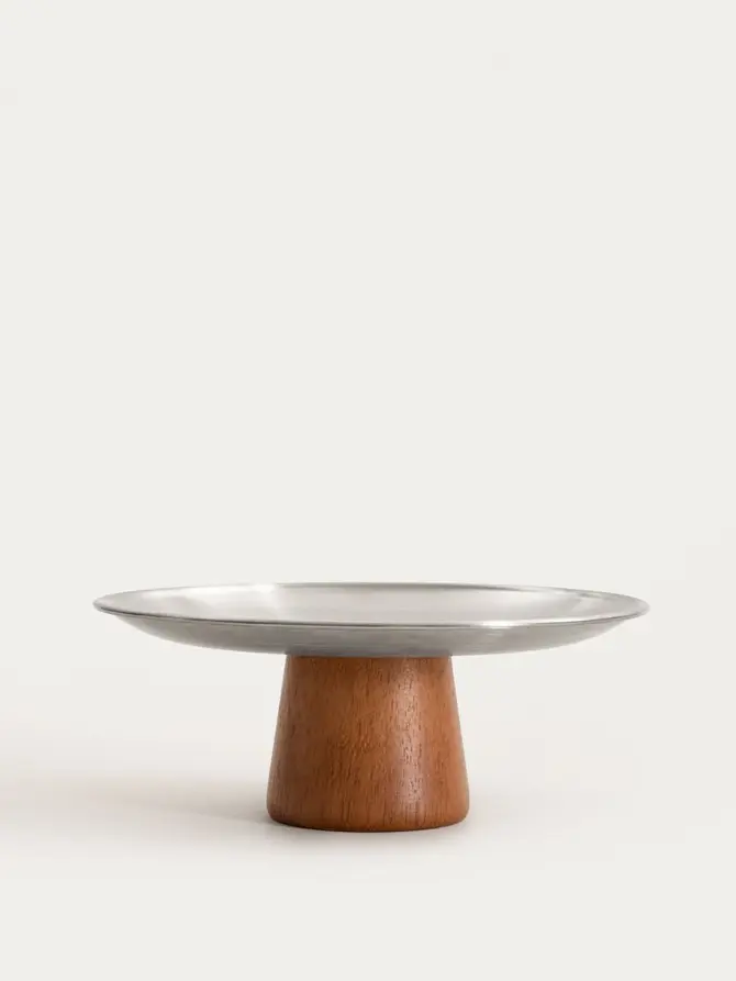 Patera EDMORE na drewnianej nóżce ze stali nierdzewnej 23X9 cm