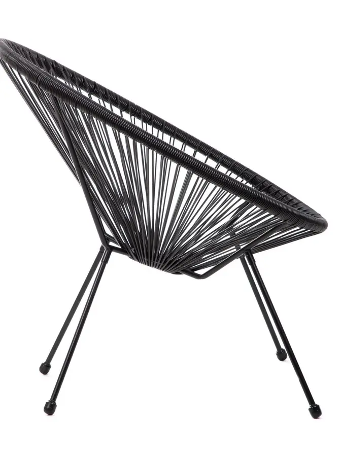 Fotel ACAPULCO FIESTA z okrągłej linki technorattan czarny 70x73x80 cm