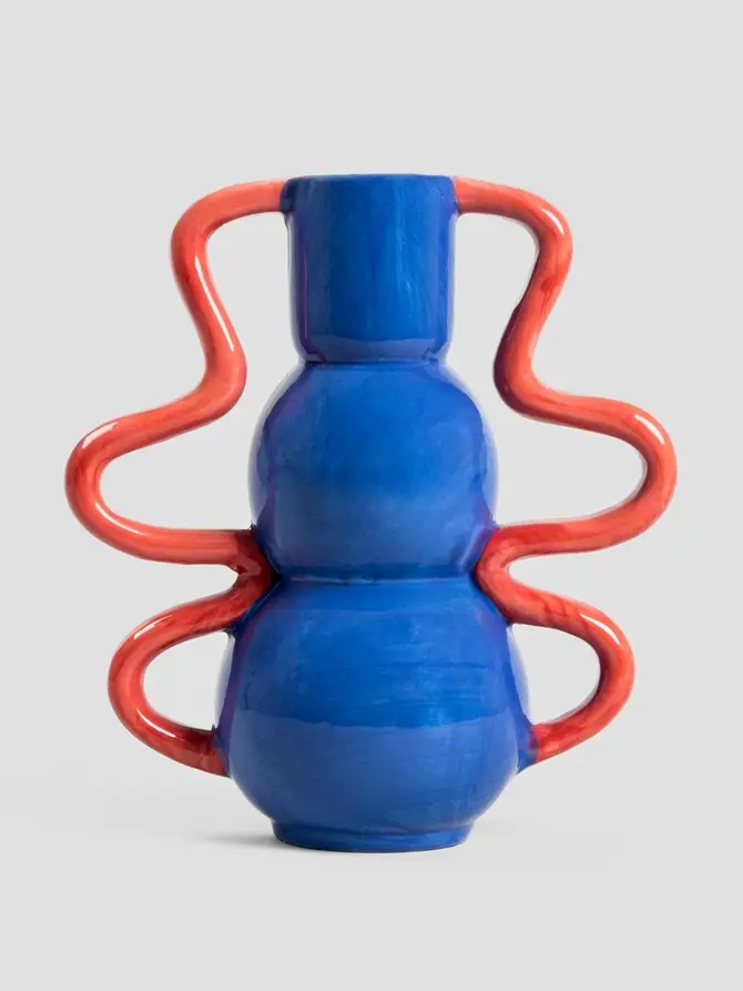 Wazon ROUGE z dekoracyjnymi uszami niebieski 9x19x20 cm