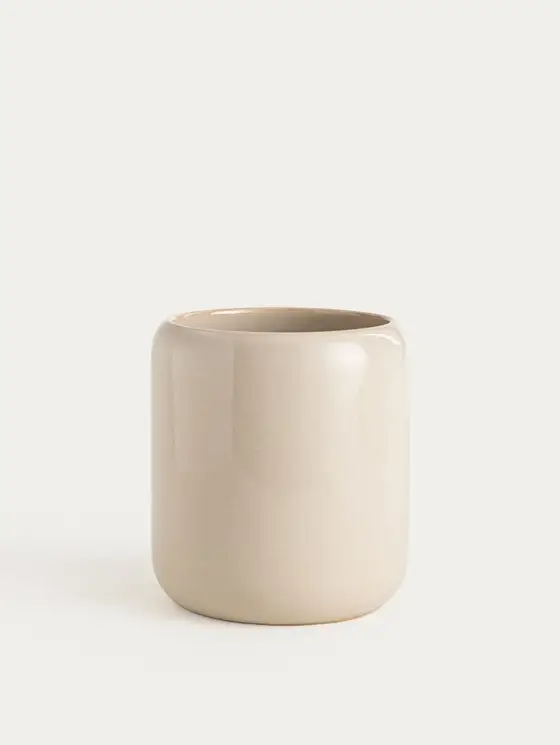 Kubek łazienkowy MELKARO ceramiczny beżowy 9x10 cm
