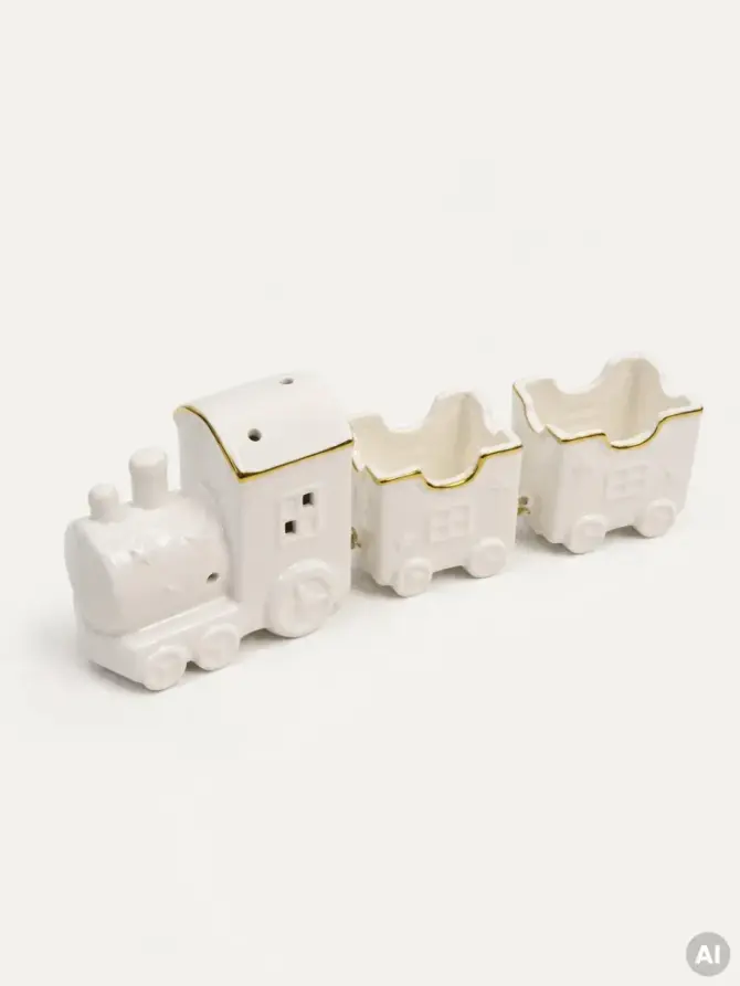 Lokomotywa LED KANIA ceramiczna biała 32x6,7x10 cm