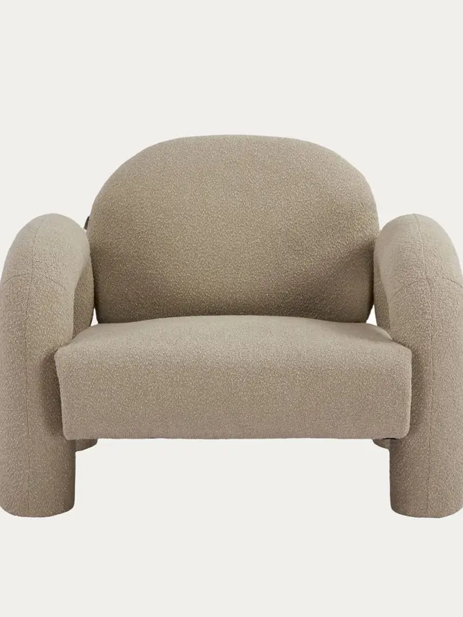 Fotel SEDIA beżowy w tkaninie TEDDY BOUCLÉ 95x88x70 cm