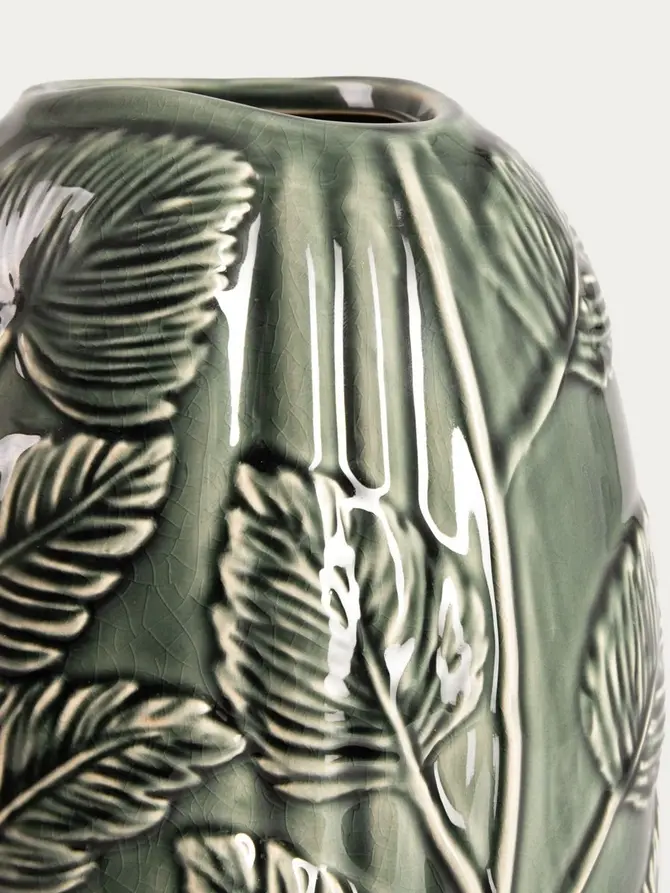 Wazon MINNA ceramiczny w liście zielony 25x15,5 cm