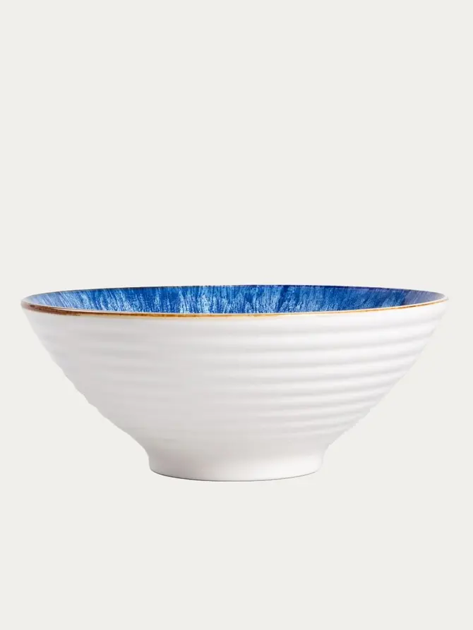 Zestaw do ramen SALADO niebieska z brązowym rantem 21 cm
