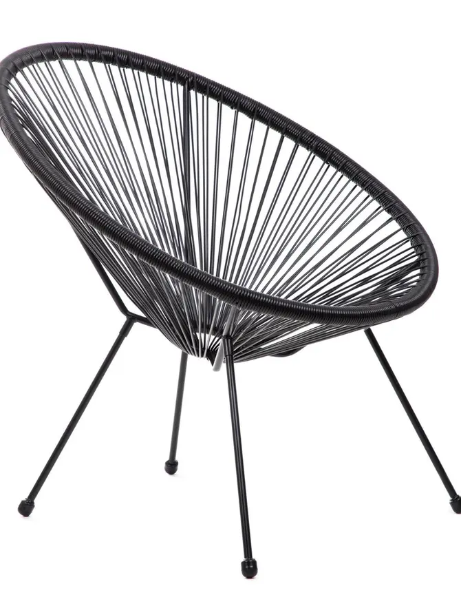 Fotel ACAPULCO FIESTA z okrągłej linki technorattan czarny 70x73x80 cm