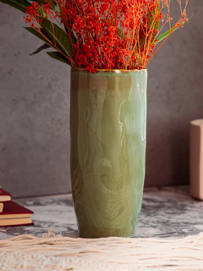 Wazon RONA ceramiczny zielony 10x10x24 cm