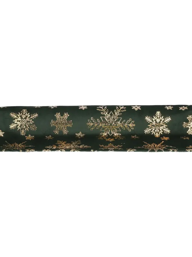Bieżnik TANESI w złote śnieżynki zielony 40x160 cm