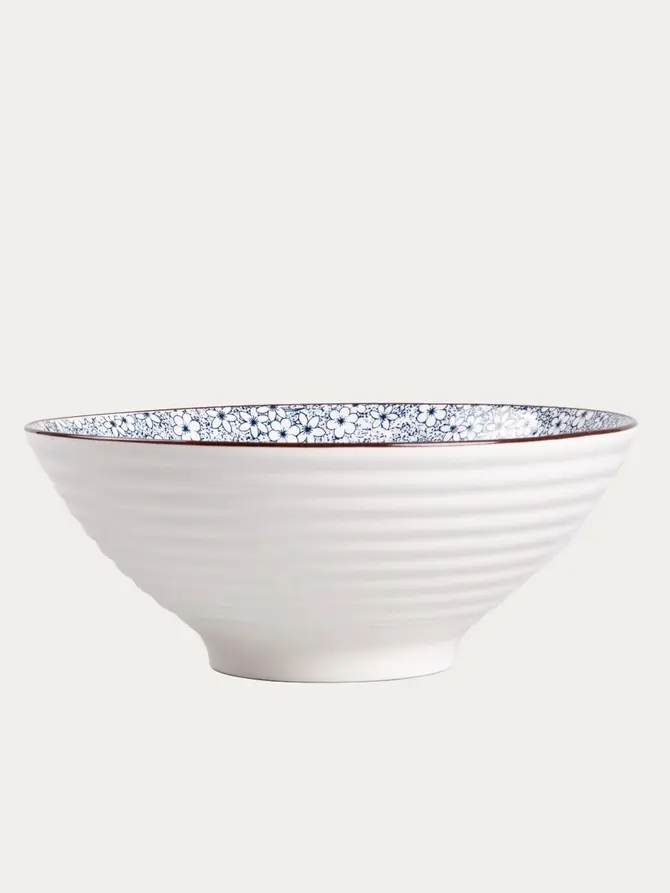 Zestaw do ramen SALADO w kwiatki z brązowym rantem 21 cm