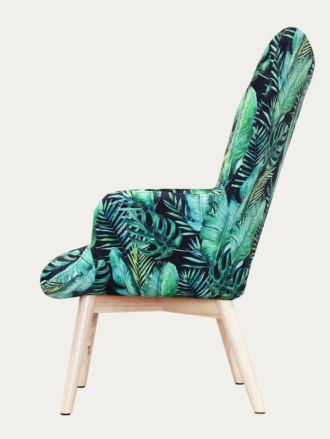 Fotel MOSS welurowy z motywem liści 70x55x95 cm