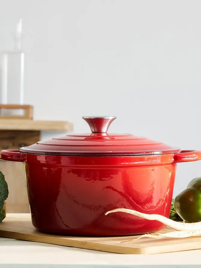 Garnek żeliwny ANDREAS XM czerwony tradycyjny ombre 24 cm 4 l