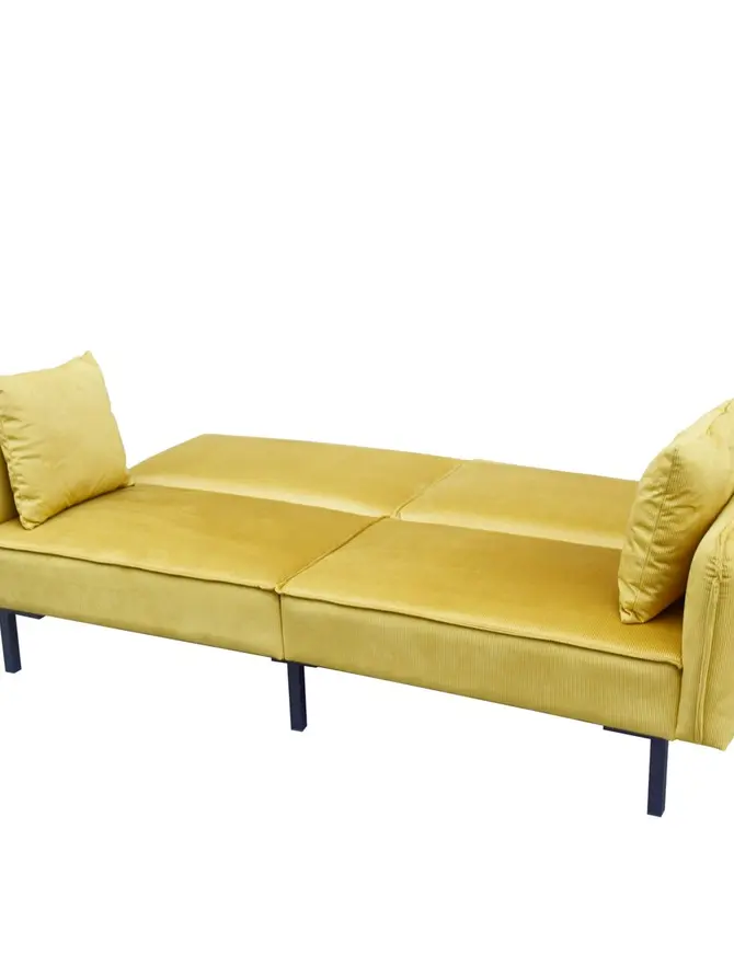 Sofa CANTO 3-osobowa, z funkcją spania, welurowa musztardowa 199x90x85 cm
