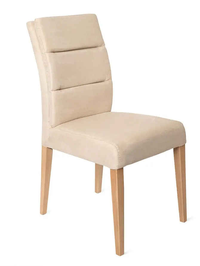 Krzesło ARVIKA beżowy welur- natur noga - lite drewno 96x48x65 cm