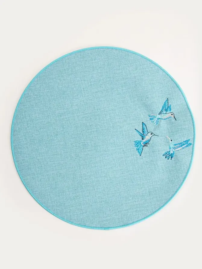 Maty stołowe ISOLINA z haftowanymi kolibrami, zestaw 2 szt. 38cm