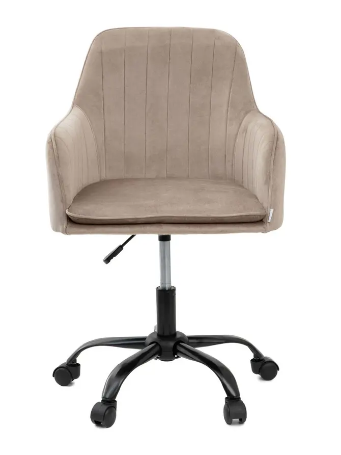 Fotel TEILL welurowy obrotowy beżowy 56x58x81-91 cm