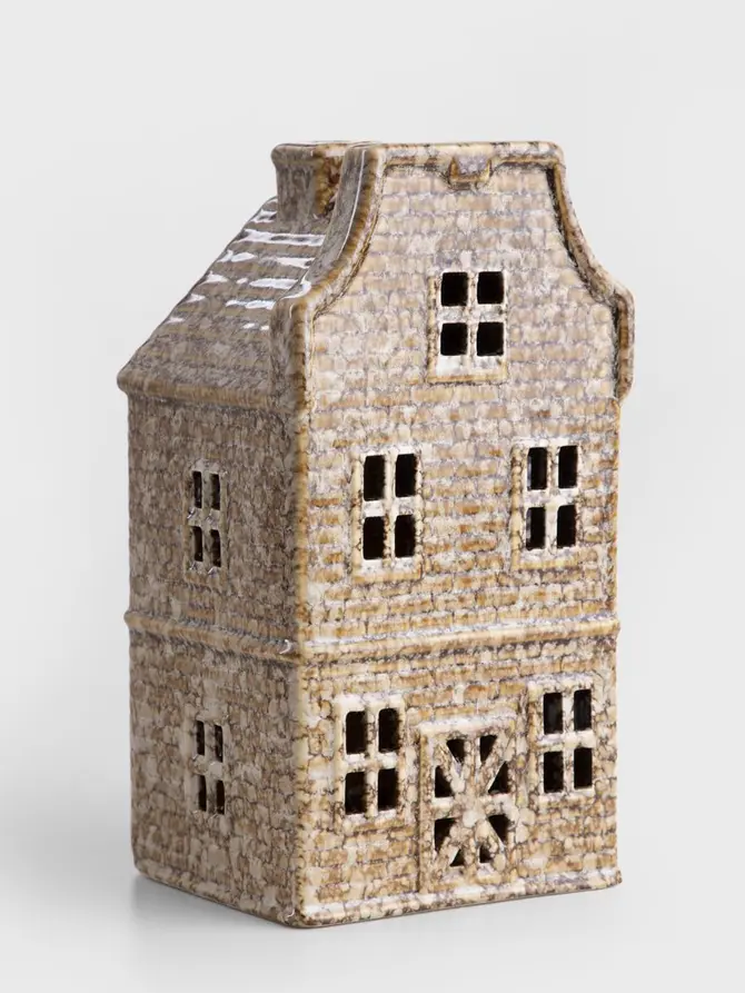 Domek LED CRISPO ceramiczny brązowy 11x10x21 cm
