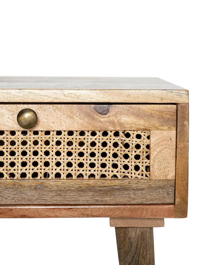 Szafka nocna NATTE lite drewno mango z rattanem 40x40x50 cm