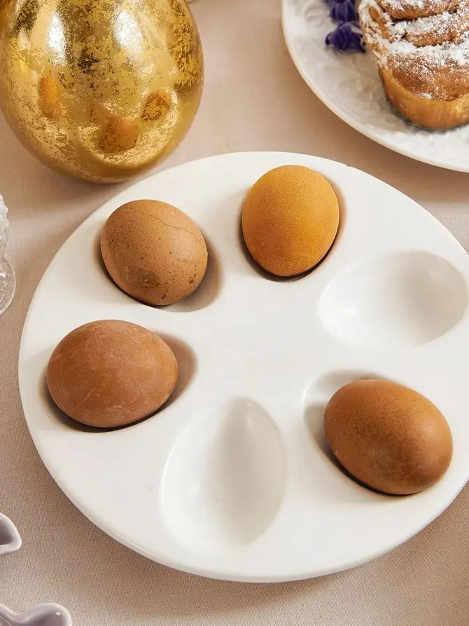 Talerz RHOLE na jajka biały 20 cm