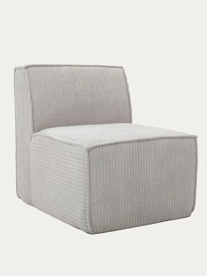 Fotel modułowy LYKKE jasnoszary piankowy sztruksowy 73x88x73 cm
