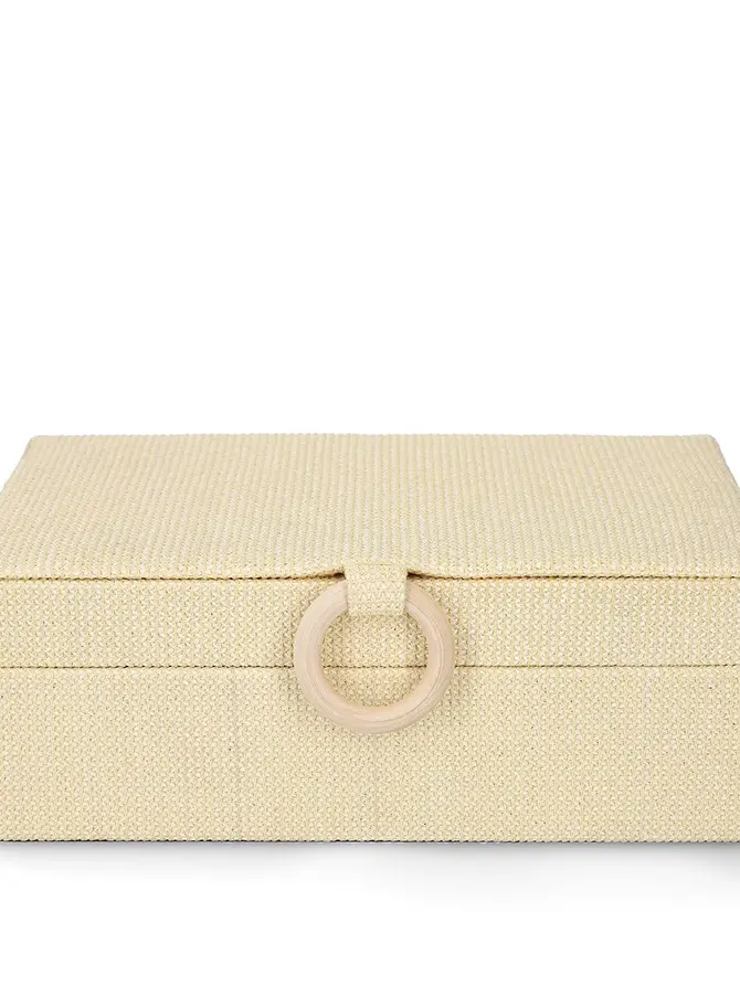 Szkatułka DELIA z plecionką beżowa 25x16x8,5 cm
