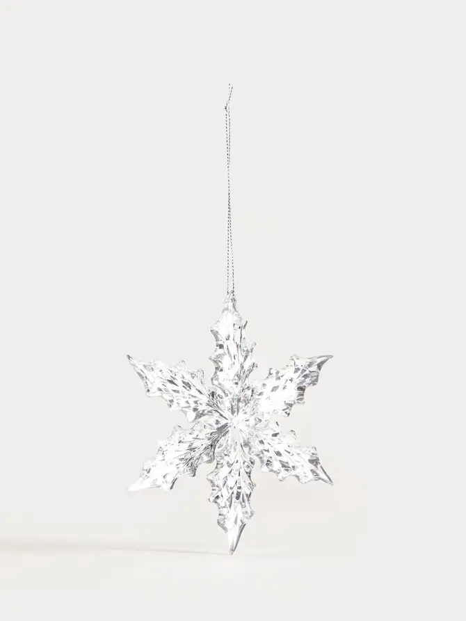 Zawieszka ASTRE śnieżynka z ostrokrzewu srebrna 12,5 cm