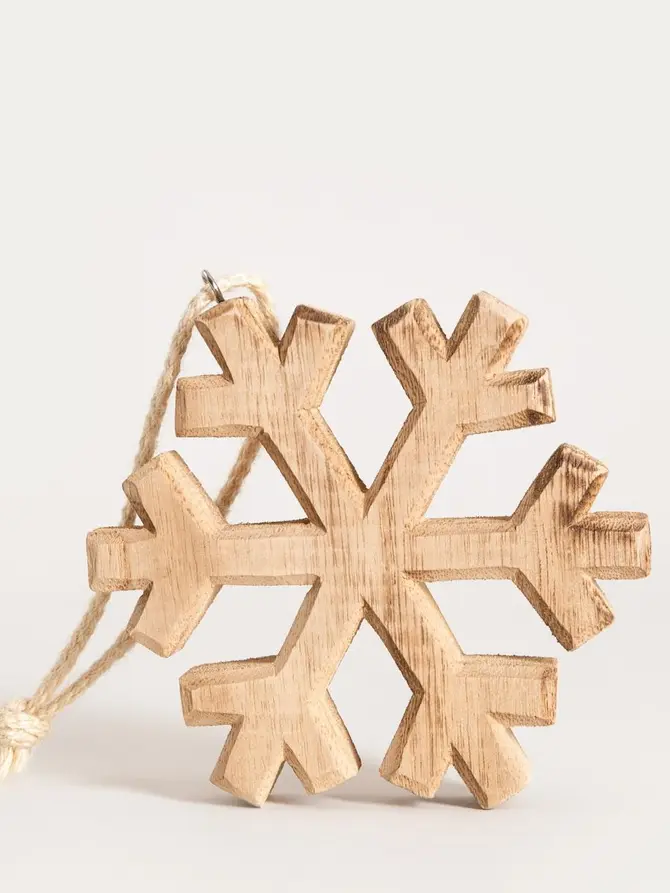 Zawieszka TIRO drewniana śnieżynka duża 14 cm