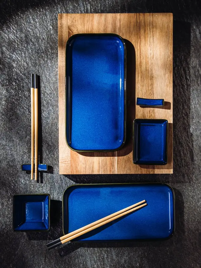 Zestaw do sushi OKINAWA dla 2 osób granatowy 8 el