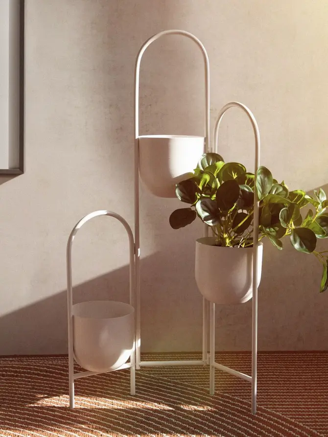 Kwietnik FLOERO metalowy biały 49x14x80 cm