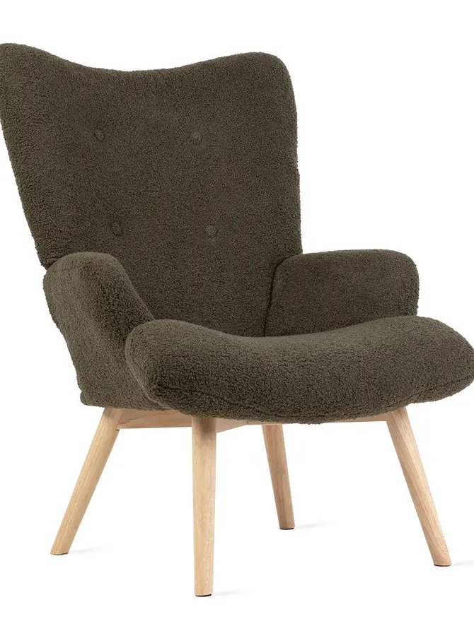Fotel MOSS TEDDY BOUCLE w tkaninie TEDDY ciemnozielony 70x55x95 cm