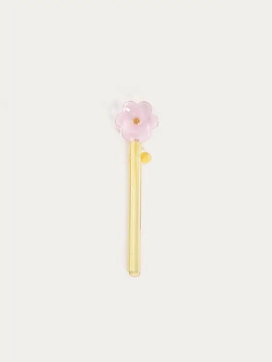 Łyżeczka BLOOMDALE z różowym kwiatkiem i żółtą łodygą 15 cm