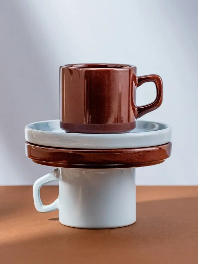 Filiżanka ze spodkiem FAMELIO brązowa 0,2 l