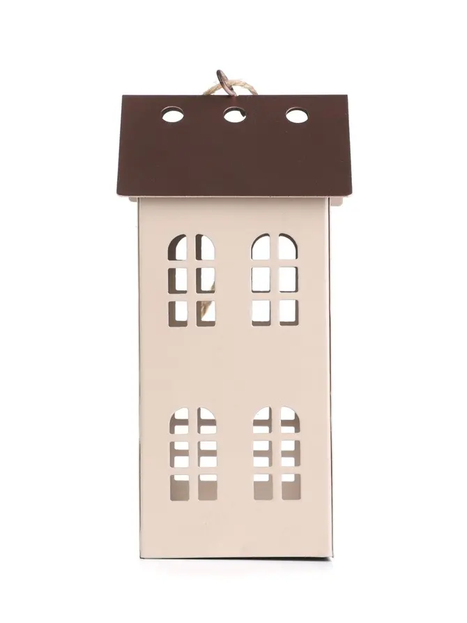Domek metalowy MINO z brązowym dachem 8x7,5x16,5 cm