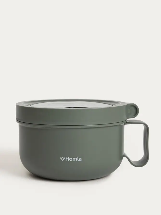 Lunchbox POPPIE z rączką okrągły khaki 850 ml