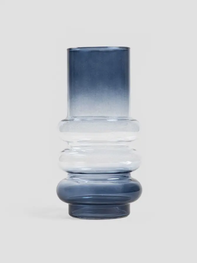 Wazon CIRCLE szklany niebiesko-transparentny ombre 11x26cm