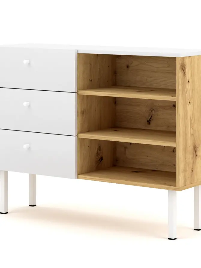 Komoda CARINI! dąb artisan/biały 100x41,6x75 cm