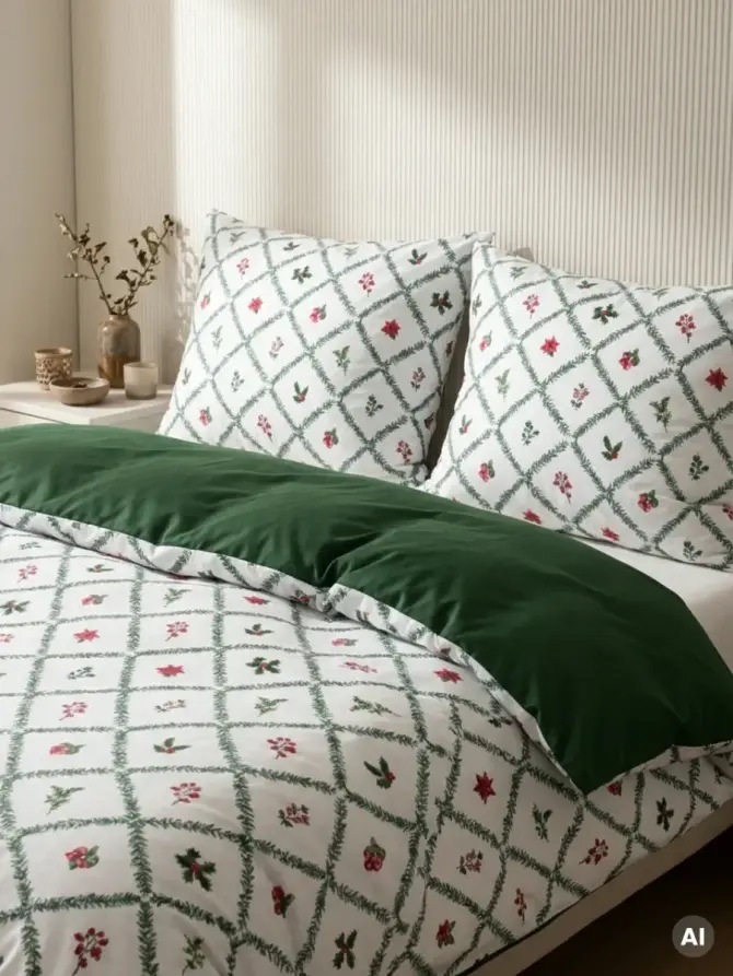 Pościel TINSELLE z mikrofibry w świąteczny wzór 160x200 + 2*70x80 cm