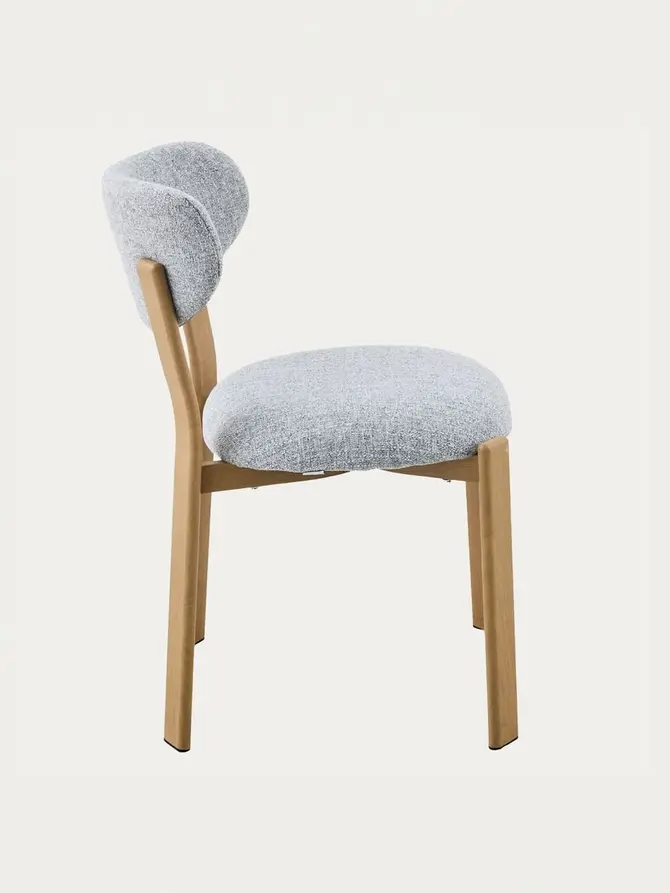 Krzesło BELLAGIO szare z naturalnymi nogami 56,5x48x78,5 cm