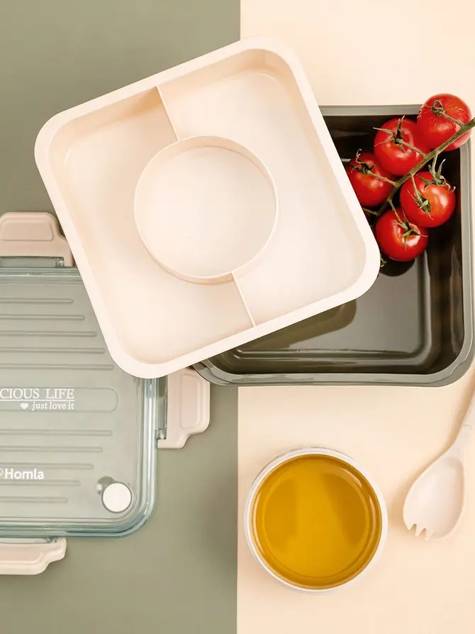 Lunchbox POPPIE z łyżeczką khaki 2,15 l