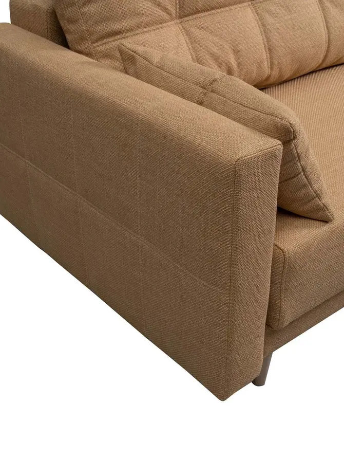 Sofa MAGNUS musztardowa z funkcją spania i pojemnikiem na pościel 216x85x91 cm
