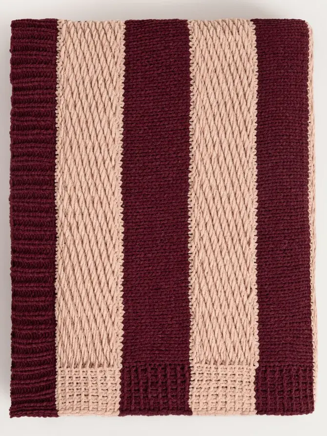 Koc RUDENS w pasy burgundowe 130x170cm