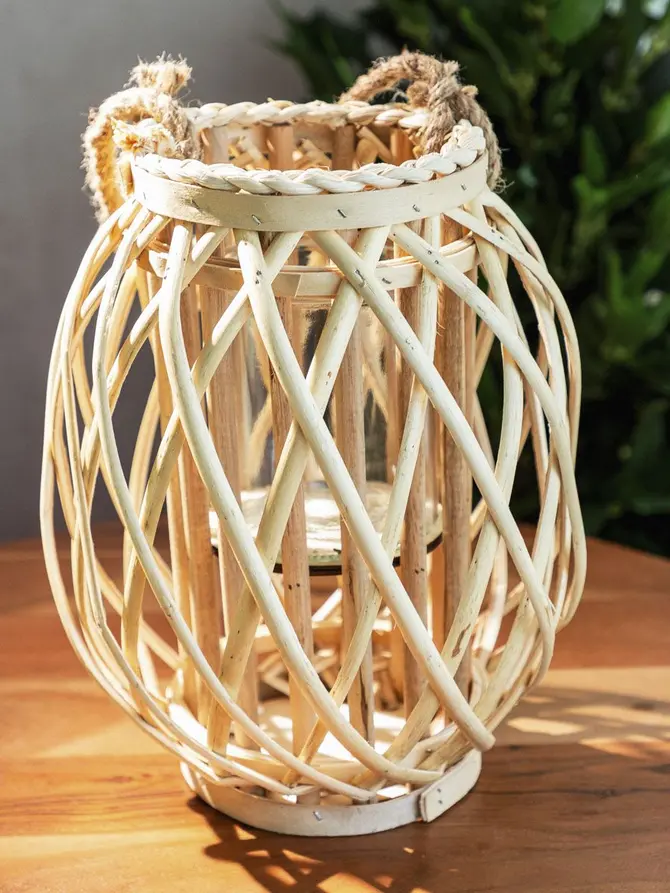 Lampion LAGGE pleciony naturalny wysoki 23x30 cm