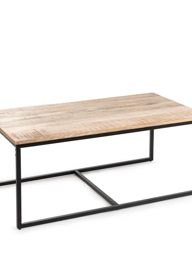 Stolik kawowy MAYA lite drewno mango + metal 110x60x45cm