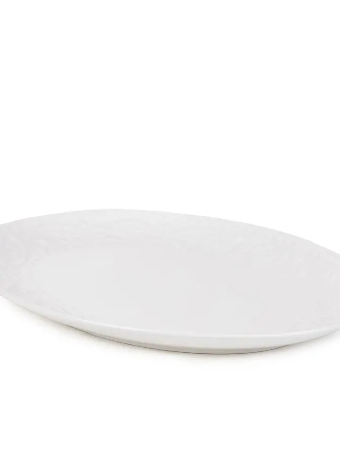 Półmisek SYLIA owalny biały z ornamentem 25x34 cm