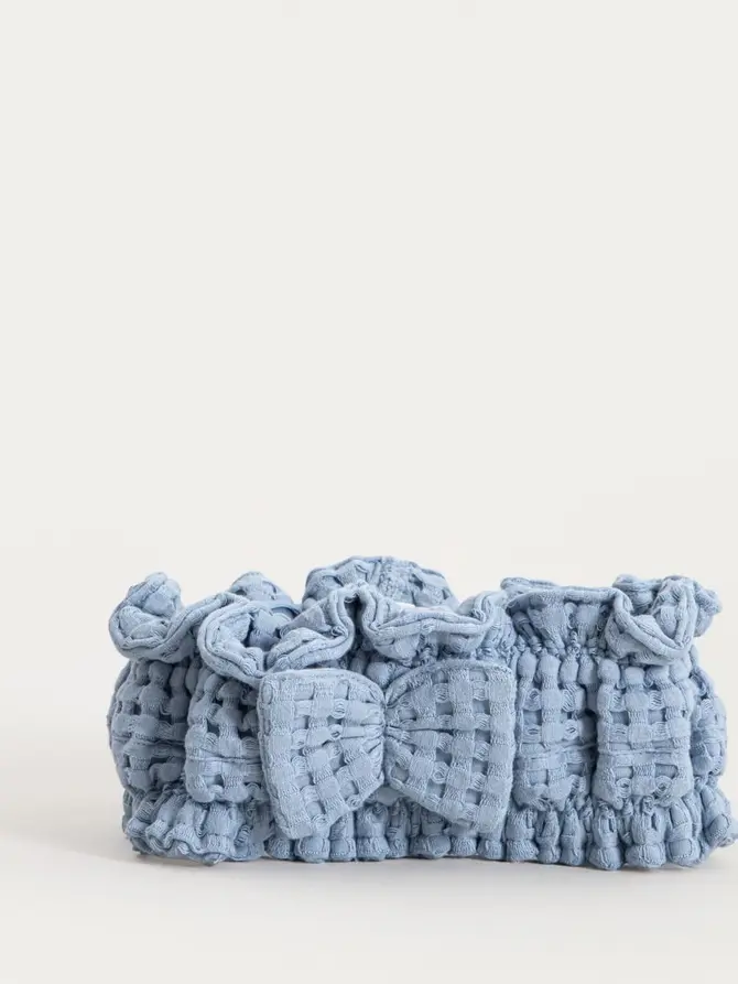Zestaw opaska i turban VAFFEL niebieski 10x23 cm