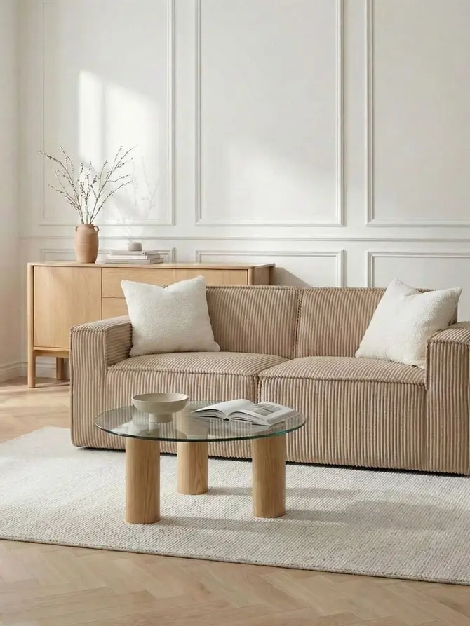 Sofa modułowa LYKKE 2-osobowa beżowa piankowa sztruksowa 190x88x73 cm